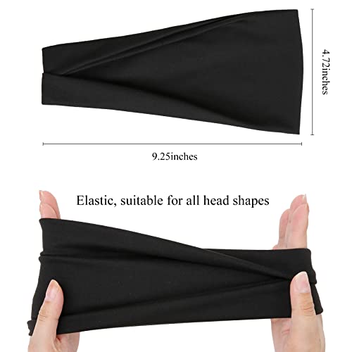 Huachi Black Buttery Soft Headbands - Athletic Hair Bands for Women's Workout, Yoga, and Exercise
