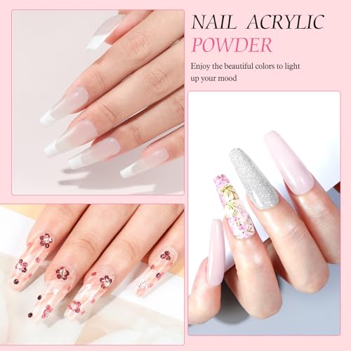 Acrylic Nail Kit with Drill and U V Light, Professional Acrylic Nail Kits with Everything 3PC Powder 24PC Glitter 200Pcs Nail Tips Nails Art Decoration DIY Home Salon