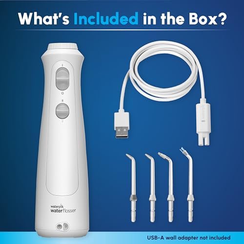 Waterpik Cordless Pearl Rechargeable Portable Water Flosser for Teeth, Gums, Braces Care and Travel with 4 Flossing Tips - ADA Accepted, WF-13 White, Packaging May Vary
