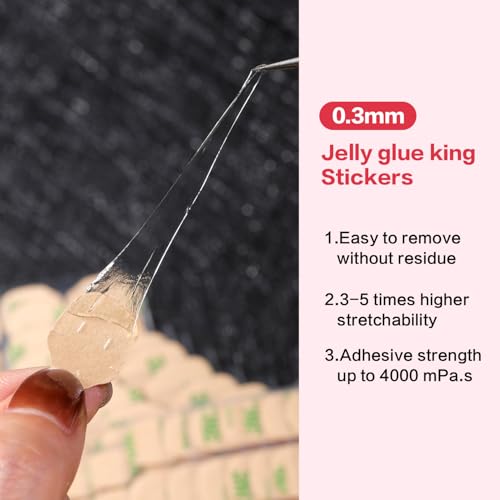 Curvlife 50 Sheets High Polymer Jelly Glue for Fake Nails, 12 Sizes Waterproof Breathable Double-Sided Nail Adhesives, 0.4mm Thick Press On Nails Glue Stickers for Daily Use