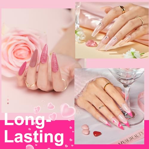 AZUREBEAUTY 170Pcs Dip Powder Nail Kit Starter 36 Colors Pink Red Purple Spring Summer Dipping Powder with Base/top Coat Activator Dip Liquid Set + Nail Removal Accessories Set for Gift