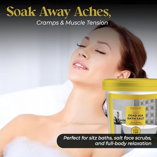 Aromasong Dead Sea Salts for Soaking - 5 Lb. Fine Grain Bath Salt Soak in Bucket