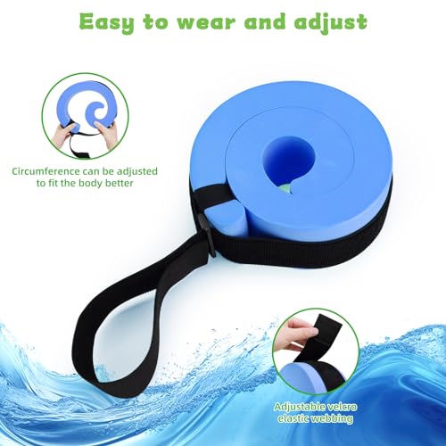 Water Aerobics Set for Aquatic Exercise, Pool Fitness Equipment Foam Water Dumbbell Set, New Upgrade Aquatic Dumbbells and Foam Swim Aquatic Cuffs, Water Workout Fitness Tool, Blue