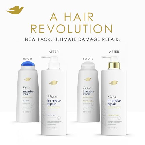 Dove Shampoo, Conditioner & Serum Set, Intensive Repair – Damage Therapy Bio-Protein Care Formulas for Restoring Dry, Damaged Hair (3 Piece Set)