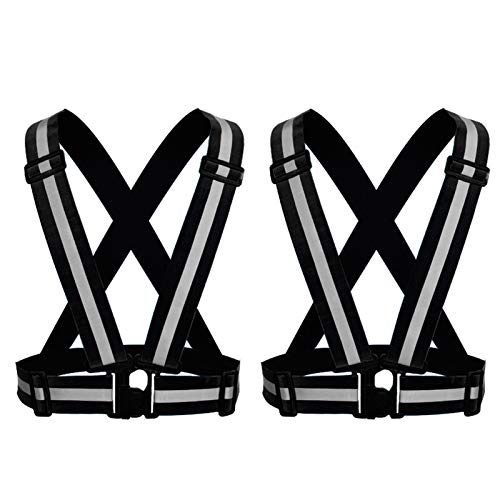 ONESWI Reflective Vest Running Gear Ultralight Runner Safety Vest, High Visibility Adjustable Reflective Safety Vest for Night Cycling,Hiking, Jogging,Dog Walking (2Pcs Black) …