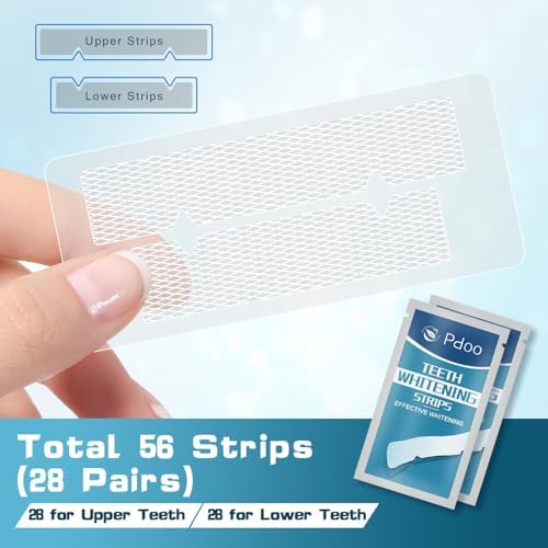 56 Teeth Whitening Strips (28-Day), Non-Sensitive Fast Remove Smoking, Coffee, Wine Stains, Teeth Brightening Kit Pack of 56 Non-Slip Strips