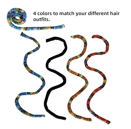 4 Pieces Spiral Lock Hair Tie for Dreadlocks - Iron Wire Embedded, Bendable Ponytail Holders - Long Dreadlock Accessory for Women & Men with Thick Curly Hair