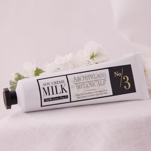 Archipelago Botanicals Soy Milk Hand Crème, Rich and Lightly Scented Hand Lotion for Dry Skin, Cuticles and Rough Spots, Premium Plant Extracts (3.2 oz)