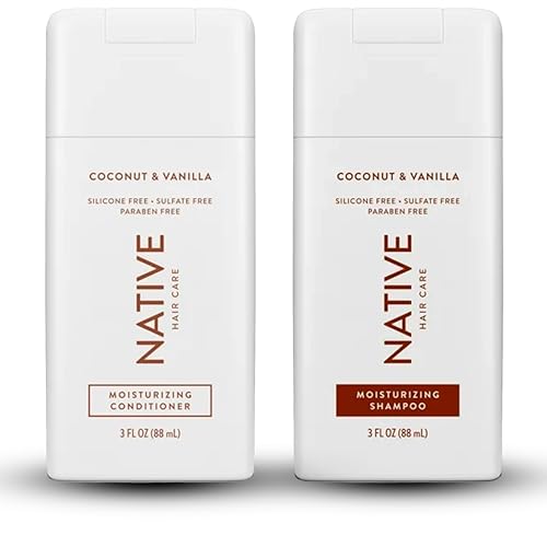 Native Moisturizing Shampoo & Conditioner, Coconut & Vanilla, 3 oz Travel Size, 1.5 Ounce (Pack of 2), Brown