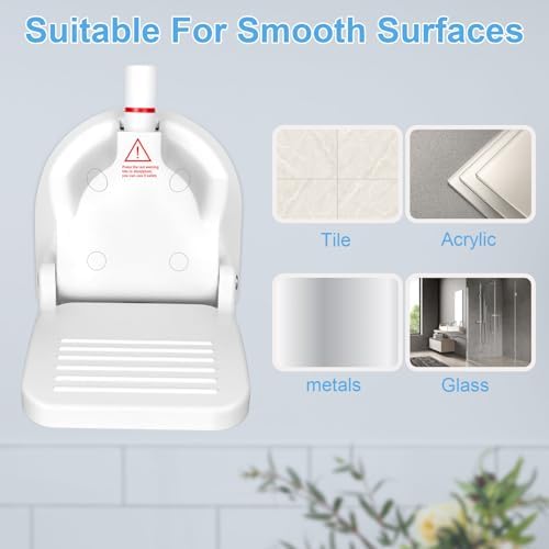 Foldable Shower Foot Rest with Suction Cup for Shaving Legs，Anti-Slip Shower Pedal with No Drilling Suction Cup for Pregnant Woman & Back Pain Sufferers- Reduce Body Strain & Bending Over