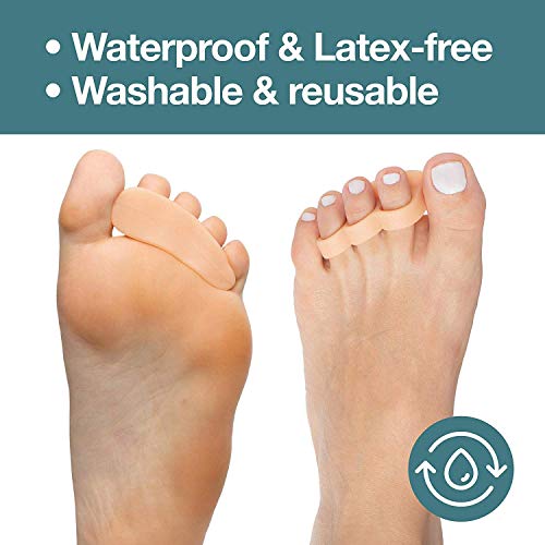 ZenToes Hammer Toe Corrector for Women & Men | Triple Loop Gel Toe Spacers & Separators | Realign Bent, Crooked, Curled, Claw, Hammertoes | Soft Support for Straightening | 4 Pack, Beige