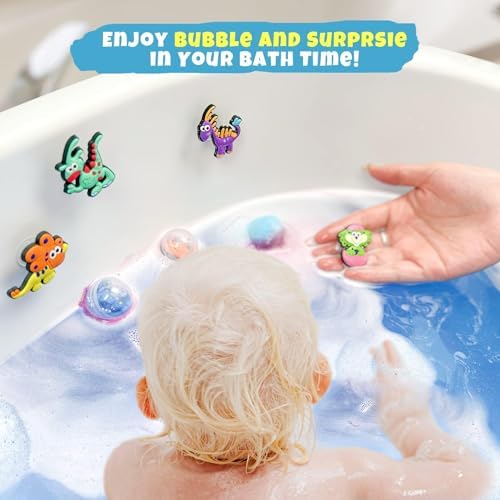 26+2 PCS Bath Bombs for Kids with 26 Dinosaur Suction Toys Inside, Organic Kids Bath Bombs Gift Sets with 2 Squeeze Dinosaur Toys for Boys & Girls on Birthday, Easter, Christmas, Lavender