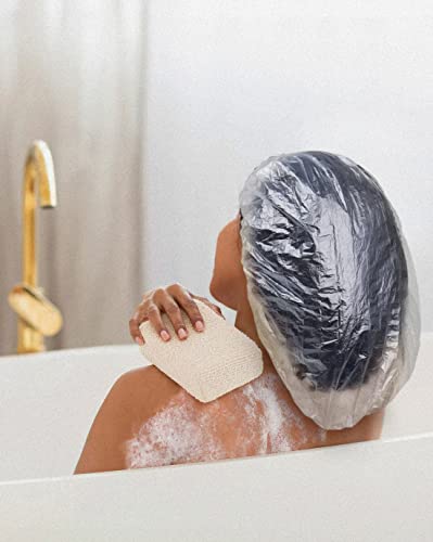 30 Pcs Disposable Shower Cap for Women XL Extra Large with Long Braids Waterproof Clear Elastic Bath Hair Shower Cap Disposable Spa Cap