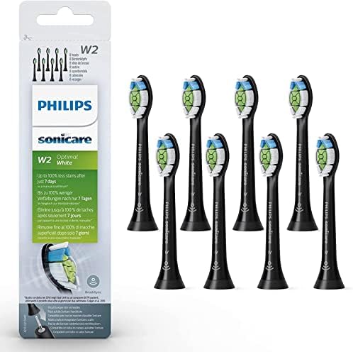Philips Sonicare Original W2 Optimal White Standard Sonic Toothbrush Heads - 8 Pack in Black (Model HX6068/13)