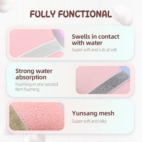 Bath Soap Sponge 2025 New Bath Sponge Soap Pouch for Rich Bubbles, 2 Pack Soap Bag with Different Levels of Roughness: Deep & Gentle, Bar Soap Saver Pocket Body Scrubber Shower Sponge Loofah (D)