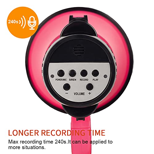 30 Watt Power Portable Megaphone Bullhorn Speaker Voice, Siren/Alarm and 240S Recording with Volume Control and Strap (DeepPink)