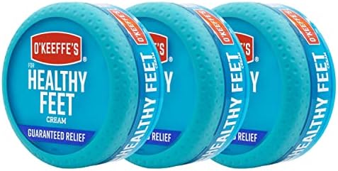 O'Keeffe's for Healthy Feet Foot Cream; Guaranteed Relief for Extremely Dry; Cracked Feet; Instantly Boosts Moisture Levels; 3.2 Ounce Jar; (Pack of 3)