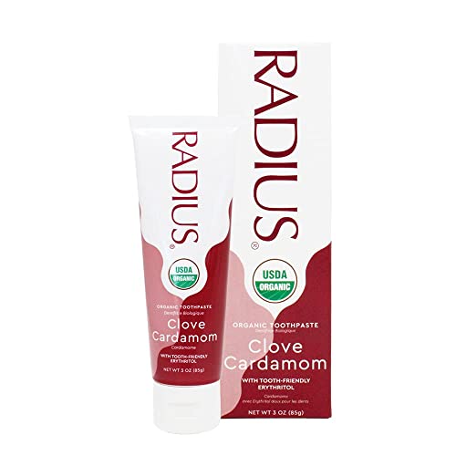 RADIUS Toothpaste, Clove Cardamom, 3 oz, USDA Organic Non-Toxic Chemical-Free Gluten-Free, Designed to Improve Gum Health & Prevent Cavities, Pack of 3