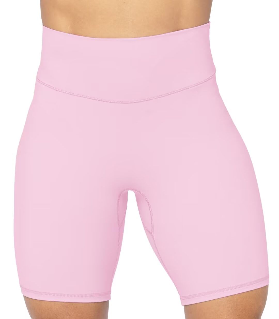 Sunzel No Front Seam High Waist Biker Shorts for Women, Squat Proof Yoga Workout Gym Bike Shorts 8" Milkshake Pink Small