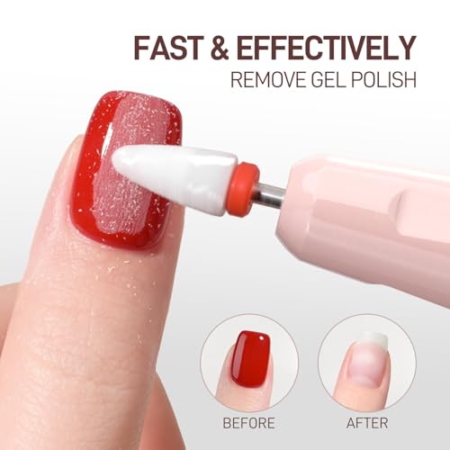 GAOY Rechargeable Cordless Nail Drill for Beginners, Electric Nail File with 12 Drill Bits and Sanding Band Set for Acrylic and Gel, Pink