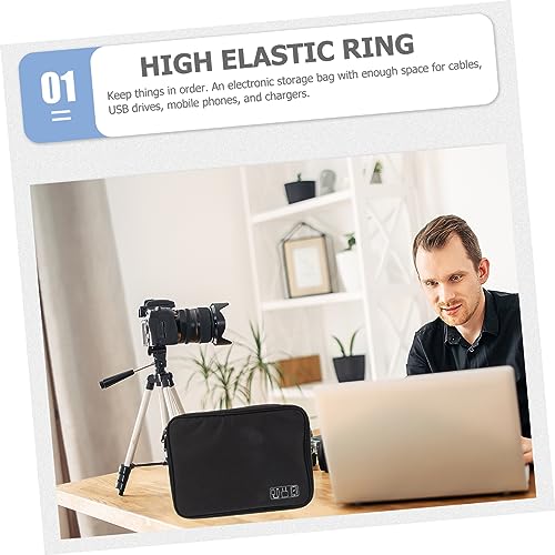 HEMOTON Multipurpose Electronic Products Storage Bag with Three Layers, Earphone and Data Cable Organizer Pouch Travel Carry Case, Black