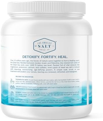 1400 Below 5 Lbs Jar Dead Sea Salt, Fine Grain - Foot and Spa Bath Soak, Exfoliating Body Scrub, 100% Pure and Mineral-Rich, Highest Mineral Content – Natural Muscle Tension Relief