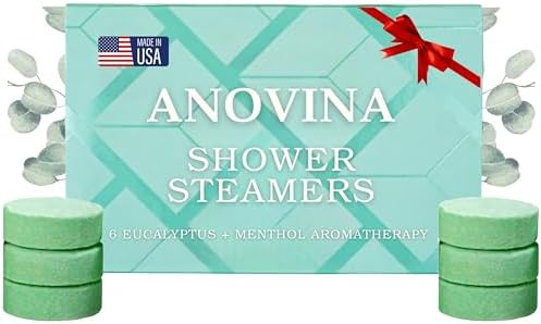 Anovina Eucalyptus & Menthol Shower Steamers – Aromatherapy Shower Tablets with Soothing Vapors – Made in USA – Shower Bomb Gift Set for Men & Women