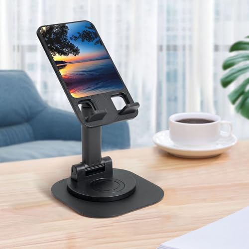 Evening Sunset On The Beach Cell Phone Stand 360° Adjustable Desktop Phone Holder Cradle Compatible With Most Mobile Phones Black