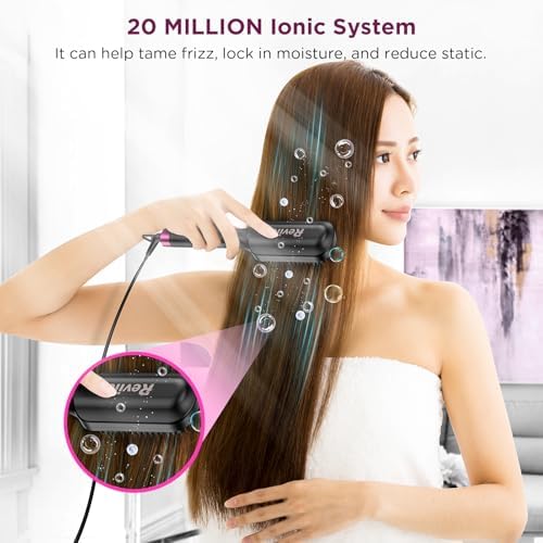 30s Fast Heating Hair Straightener Brush - Ionic Anti-Frizz, Anti-Scald, Auto Temp Lock & Auto-Off, Worldwide Voltage, Black