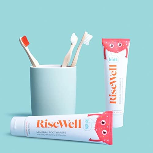RiseWell Kids Mineral Hydroxyapatite Toothpaste - Safe to Swallow, Natural, Fluoride Free - Cake Batter Flavor, 3.4 Oz