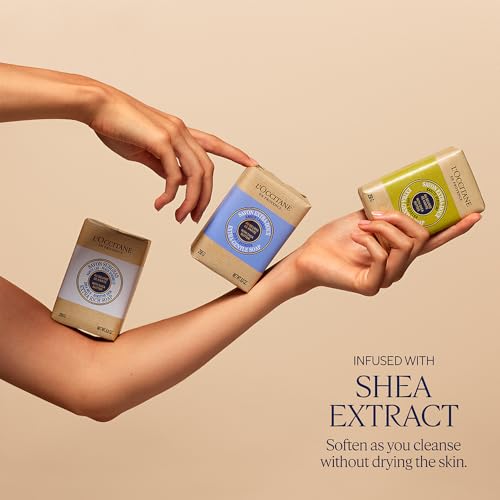 L'OCCITANE Shea Butter Extra-Gentle Hand & Body Soap Bar, Cleanses & Softens Skin, Moisturizing, Soothing Scents, Non-Drying, Vegan