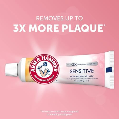 ARM & HAMMER Sensitive Teeth & Gums Toothpaste, 6 Pack, Refreshing Mint, Anticavity Fluoride Toothpaste with Baking Soda, Whitening Enamel Strengthening Paste, Travel Size 0.9 Oz