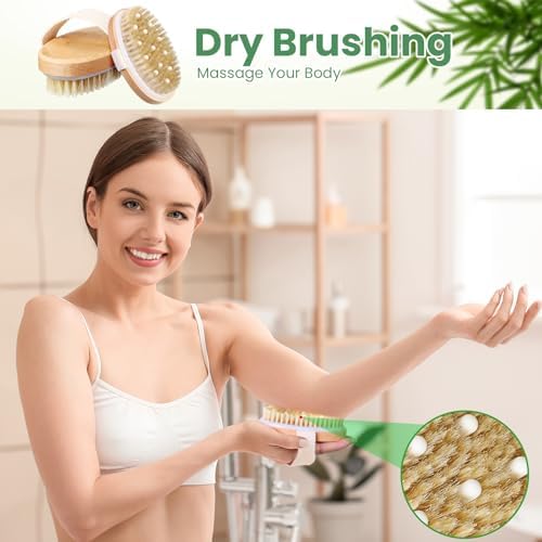 Gejoy 10 Pcs Dry Brushing Body Brush Exfoliating Brush with Massage Nodule Dry Skin Body Scrubber for Shower Bath Back Circulation Improvement Dead Skin Remove Beauty Exfoliator(4.92 x 2.56 Inches)