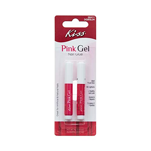 Kiss Pink Gel Nail Glue w/ 6 Pipettes (3 Pack)