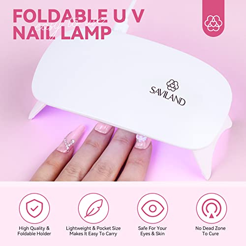 SAVILAND Acrylic Nail Kit with Everything: Nails Kit Acrylic Set For Beginners with Gel Polish U V Lamp Nail Decoration Starter Professional Nail Supplies DIY Home Salon