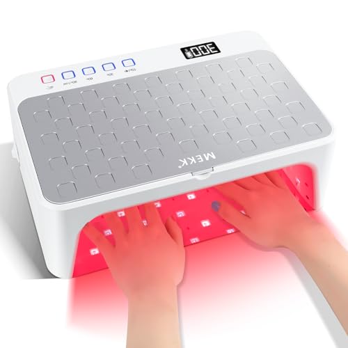 MEKK UV LED Nail Lamp - Luxury Cordless UV Light for Gel Nails with Red Light Skincare,4+2 Timer Modes,Two-Hand Design,Professional Nail Lamp for Salon & Home-White