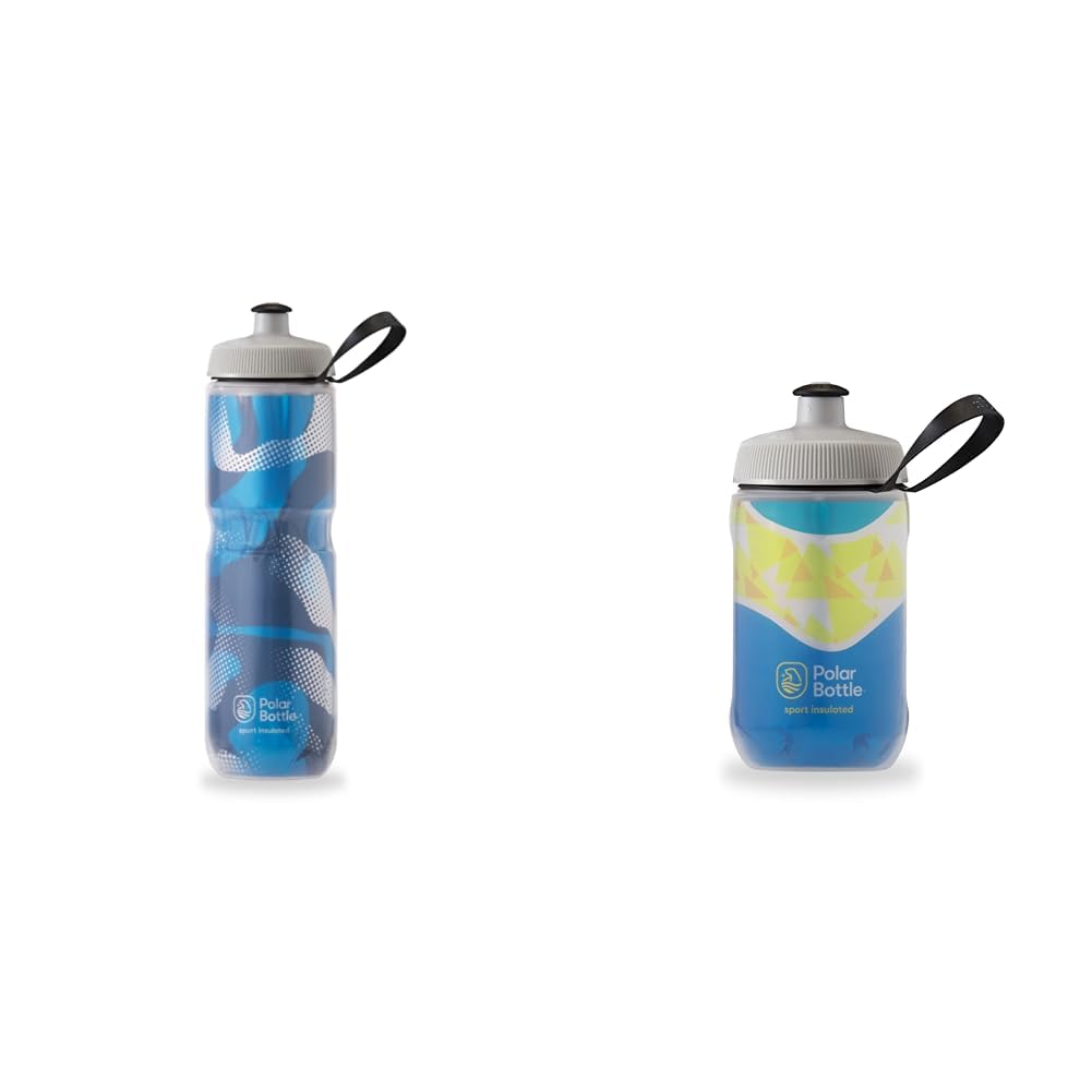 Polar Bottle Sport Insulated 24 oz & Kids 12 oz Insulated Water Bottles - BPA Free Squeeze Bottle for Gym, Bike, School