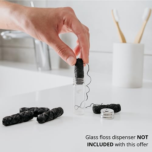 Biodegradable Bamboo Charcoal Eco Floss Refills | Refill 5-Pack | Vegan & Cruelty-Free | Zero Waste Dental Care | Mint