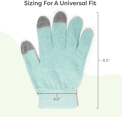 ZenToes Moisturizing Gloves for Dry Hands, Gel Infused with Jojoba Seed Oil, Olive Oil and Vitamin E, Overnight Hand Moisturizer (OSFM, Fuzzy Mint Green with Media Tips)