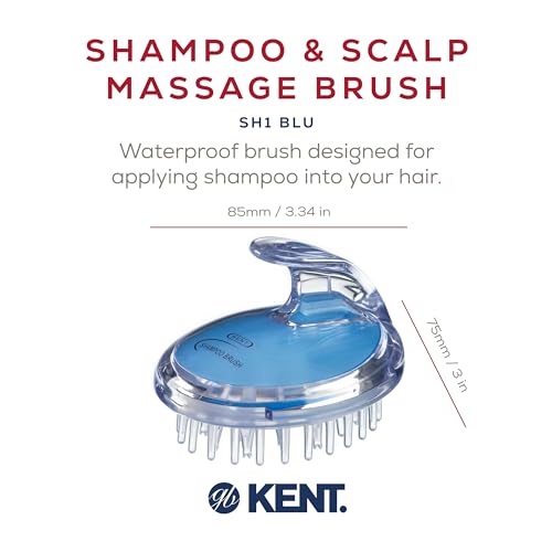 Kent SH1 BLU Scalp Scrubber Hair Brush and Scalp Exfoliator Brush for Distributing Shampoo and Conditioner, Shower Scalp Massage Tool and Hair Growth Brush Shower Brush with 42 Soft Rubber Bristles