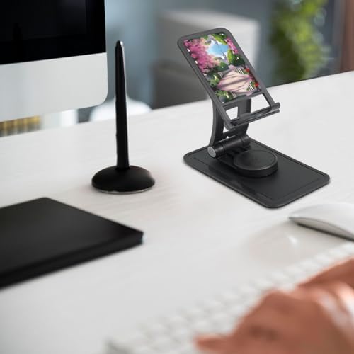Romantic Life Cell Phone Stand 360° Adjustable Desktop Phone Holder Cradle Compatible With Most Mobile Phones Black