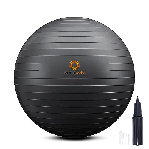 PRIMASOLE Exercise Ball for Balance Stability Fitness Workout Yoga Pilates at Home Office & Gym 65cm Black