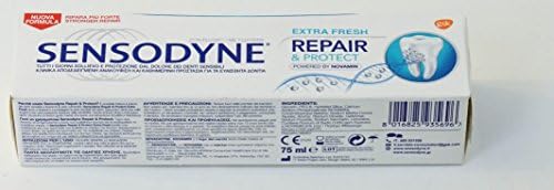 Sensodyne: "Repair & Protect Extra Fresh" Toothpaste, Powered by NovaMin * 2.53 Fluid Ounce (75ml) Tube (Pack of 4) * [ Italian Import ]