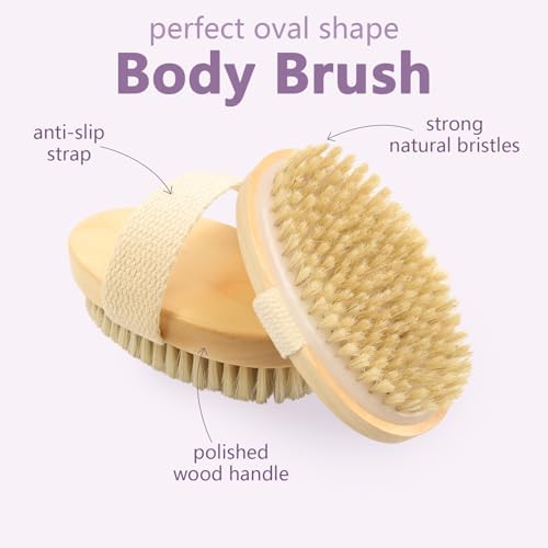 4 Pcs Dry Brushing Body Brush Exfoliating Body Brush Dry Brushing Body Brush for Lymphatic Drainage Back Circulation Improvement Dead Skin Remove Beauty Exfoliator