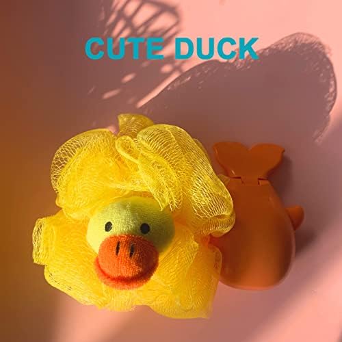 Loofah Exfoliating Shower Stuffed Sponge Pouf Mesh Brush with Animal Toys - Bath Spa Puff Scrubber Ball - Body Poof for Children Kids - Rich Foams Bubble（4.7" Each） Pack of 4