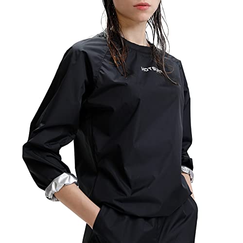 HOTSUIT Sauna Jackets Women Workout Sauna Shirts Anti Rip Gym Sweat Suit, Black, S