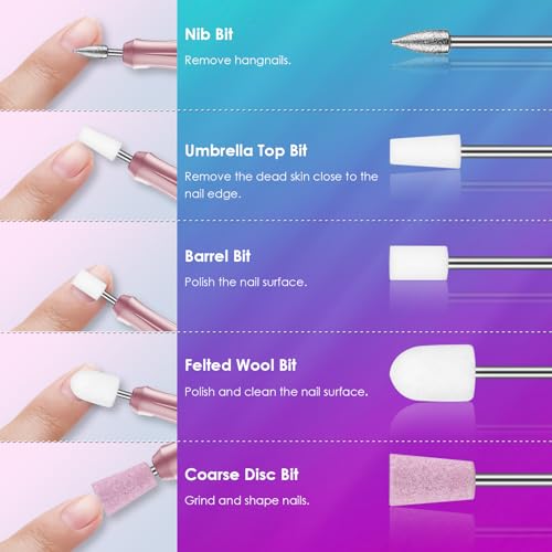 26PCS Nail Drill Bits Set with Holder Case, 3/32 inch Ceramic Safety Bits for Nail Drill, Diamond Cuticle Efile Nail Drill Bits, Remover Bits for Acrylic Gel Nail Tech Manicure Pedicure, Home Salon