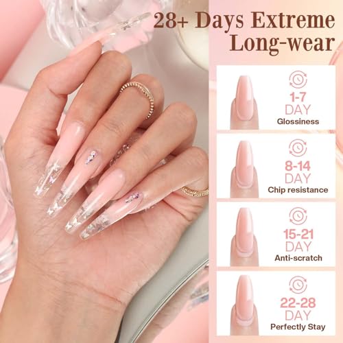 Modelones Poly Nail Gel Kit 30ml 2PCS with Slip Solution Top Base Coat Extension Builder Enhancement Professional Starter Kit DIY Salon Use