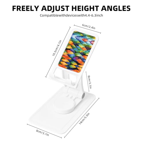 Rainbow Fish Scale Cell Phone Stand 360° Adjustable Foldable Desktop Phone Holder Cradle Compatible with Most Mobile Phones White
