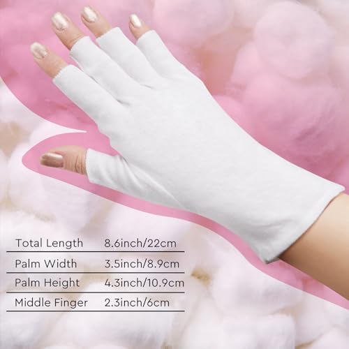 4 Pairs White Cotton Gloves, Fingerless, 100% Pure Cotton, Touchscreen, Moisturizing, One Size Fits Most, Dry Hands, Eczema Gloves